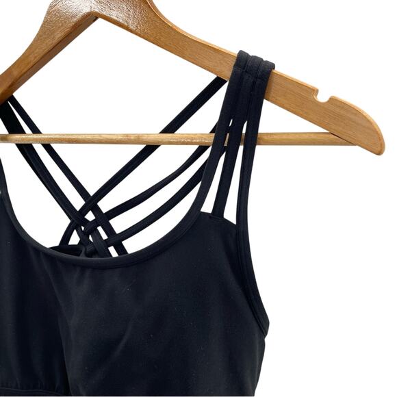 Athleta Fully Focused Sports Bra Black Powervita A-C Cup Size Medium - Picture 2 of 9